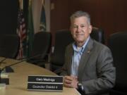 Clark County Councilor Gary Medvigy is pictured Tuesday in his District 4 council seat. This fall, voters will decide whether he keeps it.