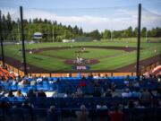 Fans watch the first Southwest Washington Senior All-Star baseball game of the evening at the Ridgefield Outdoor Recreation Complex.