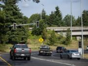 Traffic merges onto I-5 just before the Interstate 5 Bridge in Vancouver on Thursday, May 30, 2019.