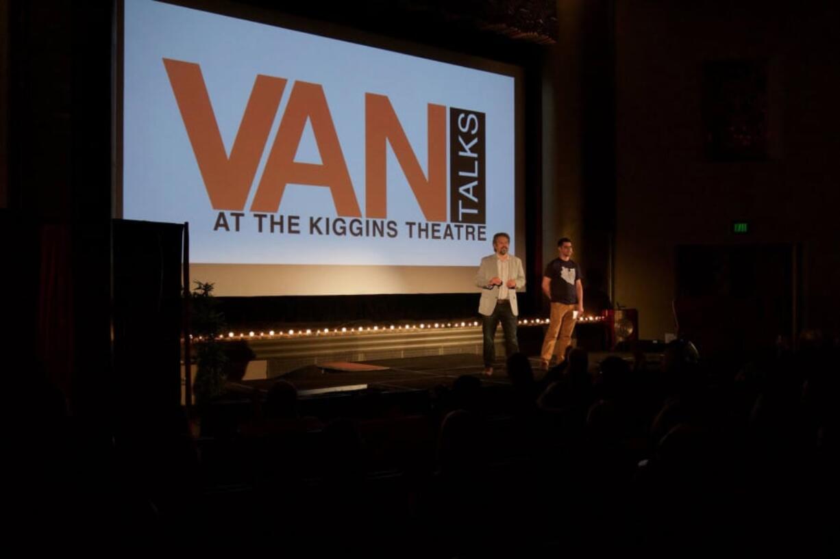 Organizers Kevin Hiebert, left, and Steve Valenta at 2016’s inaugural VANtalks event.