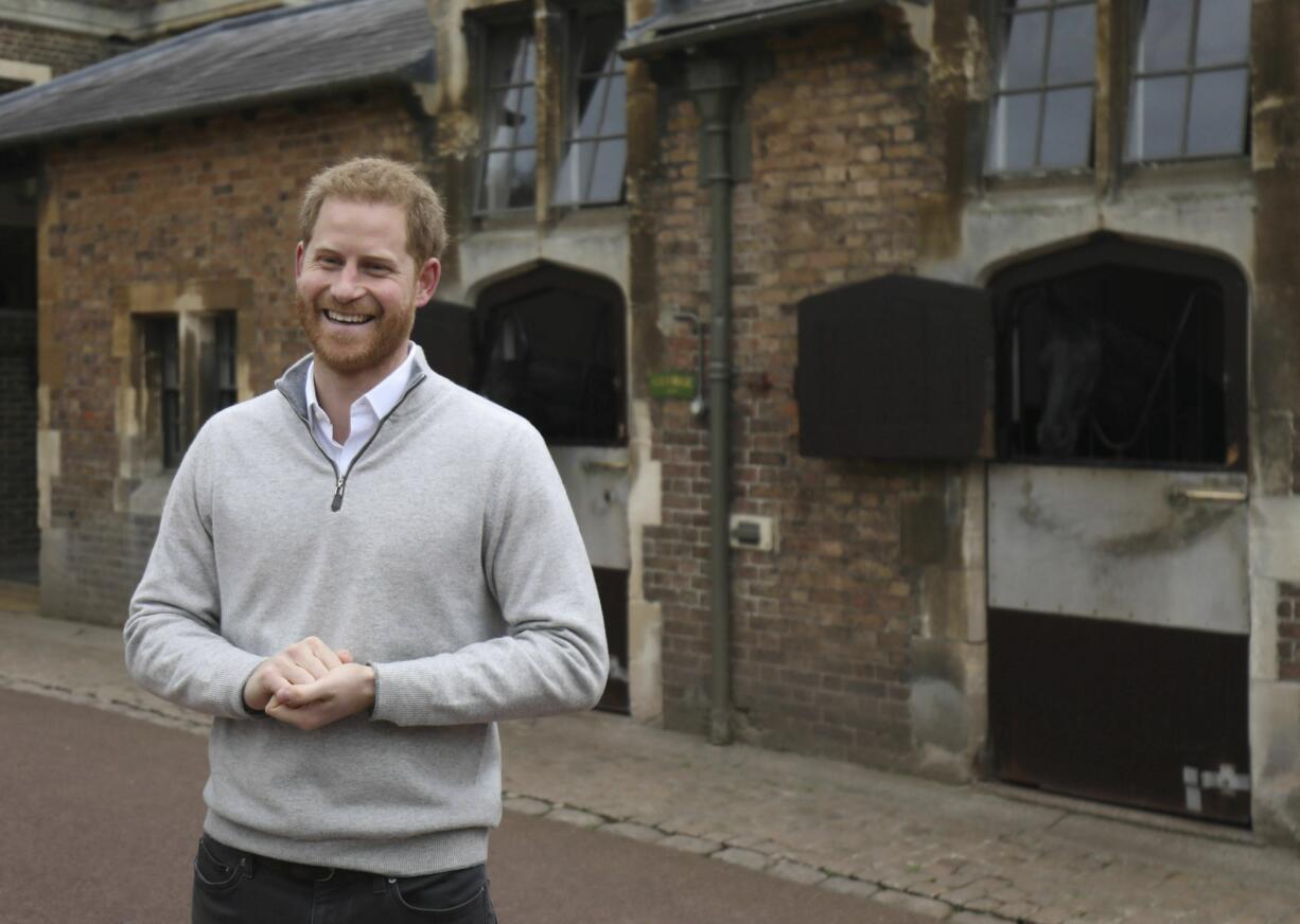 Britain's Prince Harry speaks at Windsor Castle, Windsor, England, Monday May 6, 2019, after his wife Meghan, the Duchess of Sussex gave birth to a baby boy. It is the first child for Harry and Meghan, who married a year ago.