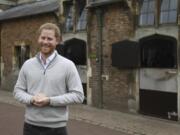 Britain's Prince Harry speaks at Windsor Castle, Windsor, England, Monday May 6, 2019, after his wife Meghan, the Duchess of Sussex gave birth to a baby boy. It is the first child for Harry and Meghan, who married a year ago.