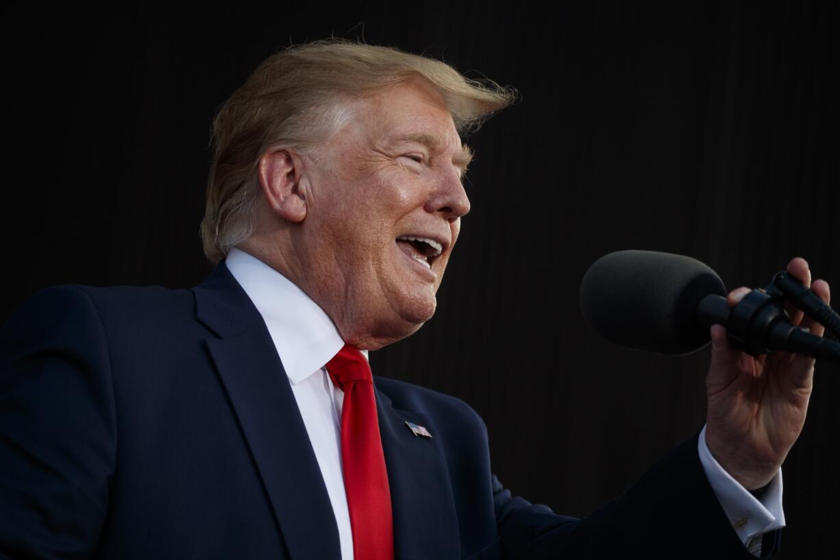 In this May 8, 2019, photo, President Donald Trump speaks at a rally in Panama City Beach, Fla. Trump’s combative approach to trade has been one of the main constants among his often-shifting political views. He’s showing no signs of backing off now even as the stakes intensify with the threat of a full-blown trade war between the world’s two biggest economies.