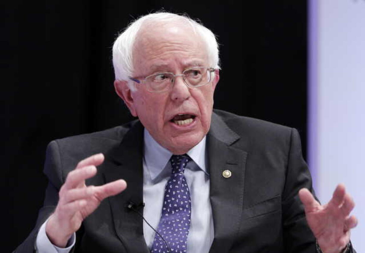 In this April 24, 2019, file photo, Democratic presidential candidate Sen. Bernie Sanders, I-Vt., answers questions during a presidential forum held by She The People on the Texas State University campus in Houston. Sanders has a new foil for the 2020 Democratic presidential primary: former Vice President Joe Biden.