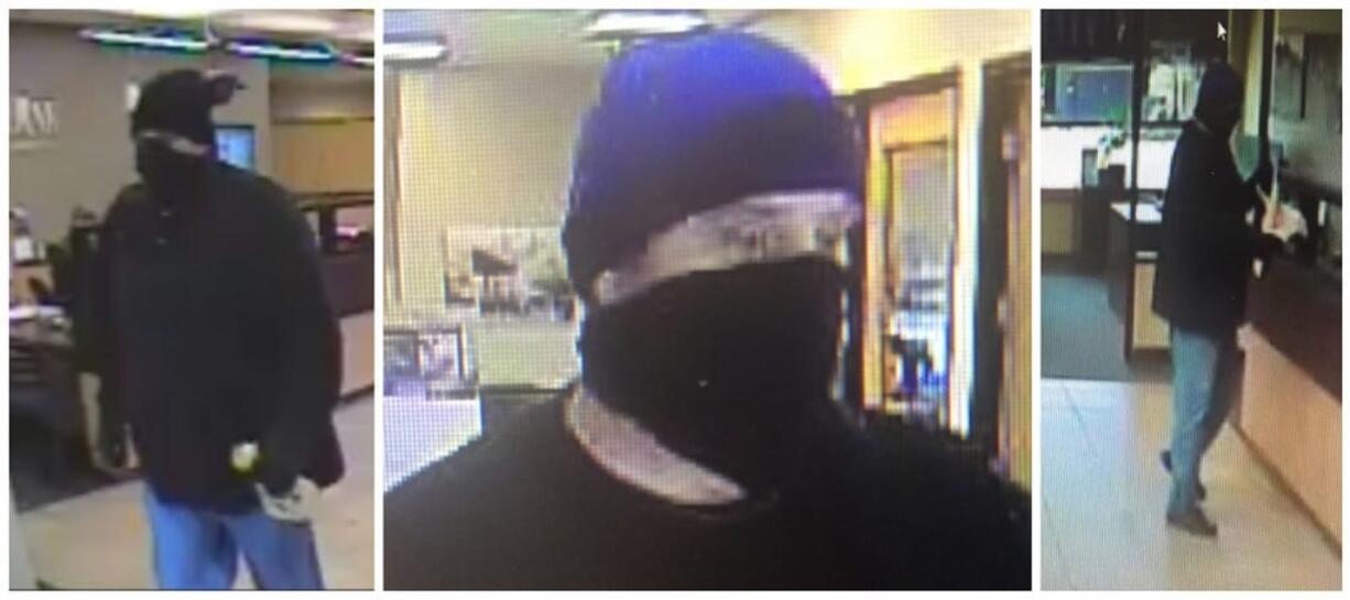 The Vancouver Police Department, with Crime Stoppers of Oregon, is asking for the public's help in identifying a man believed to have a robbed a Heritage Bank branch twice in the last two months.