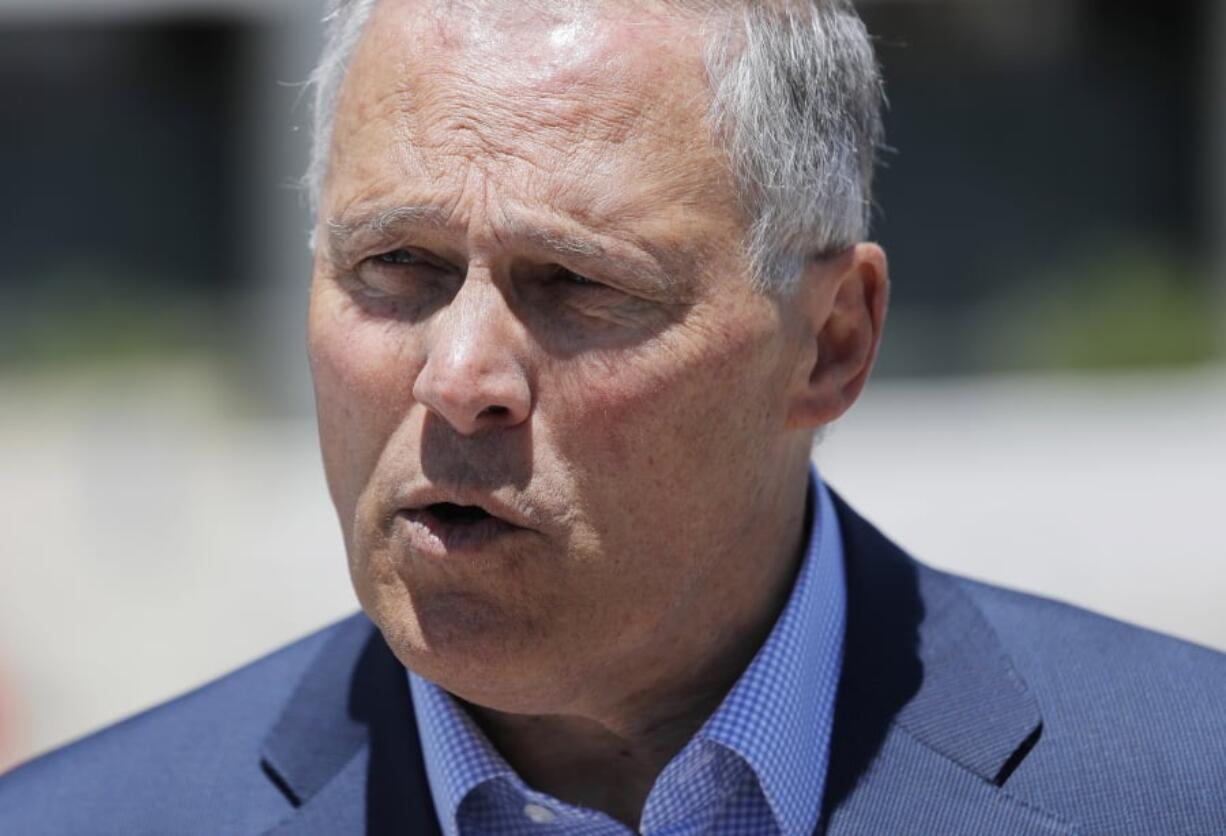 Democratic Presidential candidate Washington Gov. Jay Inslee participates in a climate change rally Friday, May 24, 2019, in Las Vegas.