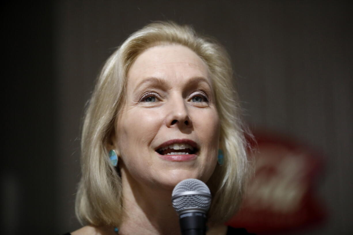 2020 Democratic presidential candidate Sen. Kirsten Gillibrand speaks during a meet and greet with local residents, Thursday, April 18, 2019, in Indianola, Iowa.