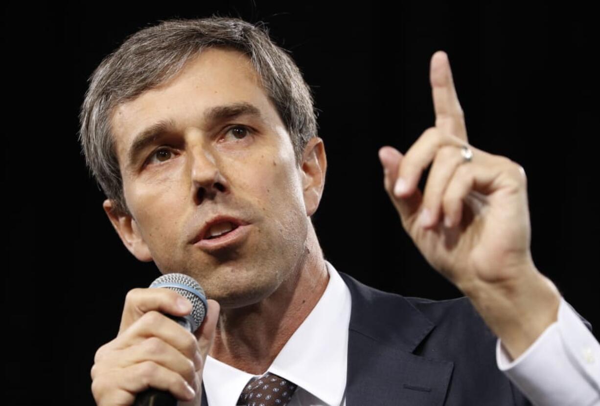 Democratic presidential candidate and former Texas congressman Beto O’Rourke speaks April 27 at a Service Employees International Union forum in Las Vegas.