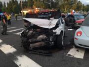 Occupants in three of four vehicles, involved in a collision Friday evening at the intersection of Northeast Highway 99 and Northeast 99th Street, suffered serious but not life-threatening injuries.