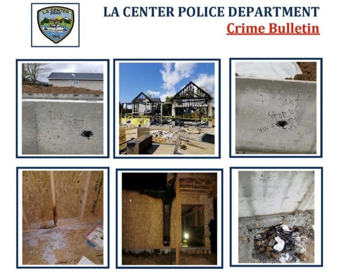 The La Center Police Department posted this crime bulletin to Facebook, asking for the public's help in locating the suspect or suspects wanted for several arson fires.