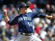 Seattle Mariners starting pitcher Erik Swanson delivers against the Cleveland Indians during the first inning of a baseball game, Sunday, May 5, 2019, in Cleveland.