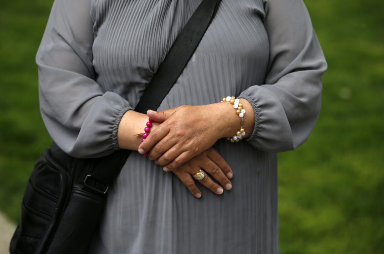 Pregnant Ashurma Arab, one of the Afghan asylum-seekers who was deported to Serbia in the middle of the night, stands in a center for asylum-seekers in the northern Serbian city of Subotica, Wednesday, May 8, 2019. Hungary, which greatly tightened asylum procedures last year, rejected the families’ asylum requests and gave them the choice of being expelled to Serbia or being flown back to Afghanistan.