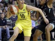 Seattle Storm’s Sue Bird (10) needs arthroscopic surgery on her left knee and will be out indefinitely, another big blow for the defending WNBA champs.