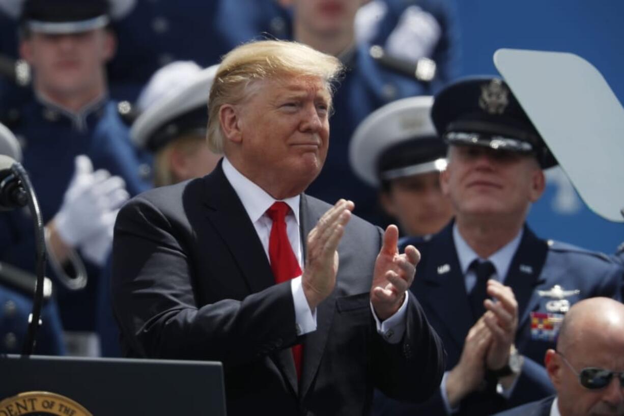 President Donald Trump speaks at the U.S. Air Force Academy graduation Thursday, May 30, 2019 at Air Force Academy, Colo.