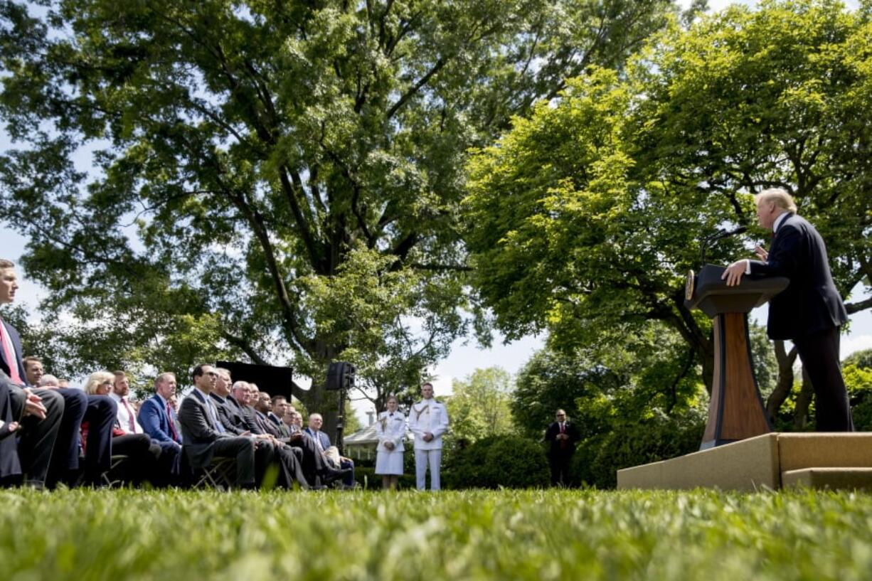 President Donald Trump speaks about immigration Thursday in the Rose Garden at the White House.