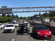 Clackamas County sheriff's deputies assisted Vancouver police who chased a robbery suspect in Portland on Wednesday afternoon. The man was apprehended near Highway 213.