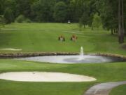 The 18th hole at Camas Meadows golf course.