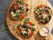 Greek Pita Pizzas. MUST CREDIT: Photo by Tom McCorkle for The Washington Post.