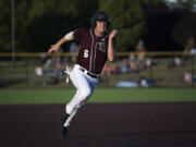 Ridgefield's Cameron Repetti rounds third base to score against in the season opener on Tuesday. Repetti delivered Ridgefield first franchise win with a two-run home run in the eighth inning on Thursday.