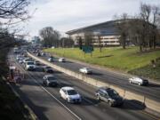 Traffic moves along I5 in the Rose Quarter in Portland on Friday morning, March 22, 2019.