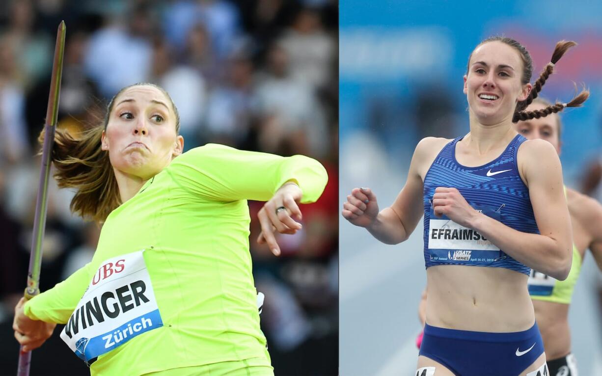 Kara Winger, left, and Alexa Efraimson, both Clark County natives, were named to the Team USA track and field roster for the 2019 Pan American Games in Lima, Peru.