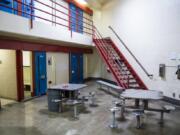 The Clark County Jail’s high-security wing. The jail was built in the 1980s and designed for an indirect supervision model, with deputies physically separated from inmates. As part of the renovations, jail staff are hoping to move to a direct supervision model. “The change to direct supervision means a calmer atmosphere,” Clark County Jail Chief Ric Bishop said.