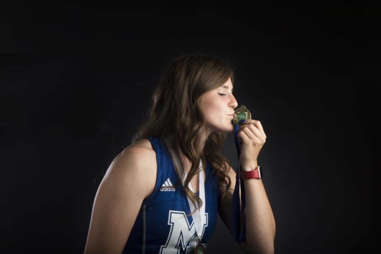 Mountain View Senior Kate Kadrmas poses for a press photo at The Columbian offices on Wednesday, May 29, 2019.