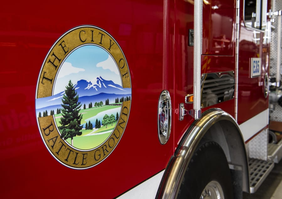 Fire District 3 trucks are parked in the garage at Station 35 in Battle Ground. The city is discussing annexing into the district instead of just contracting with the district, which can only be approved through a public vote. The change would mean a new fire levy for city residents, although could result in savings elsewhere for taxpayers.