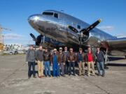 The 11 passengers on a trip from Aurora, Ore., to Normandy, France, in honor of the D-Day anniversary. Two Clark County residents were on the trip: Bob Irvine, fourth from left, and Jeff Petersen, sixth from left.