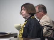 Kenneth Jay Moore listens as a jury finds him guilty of first-degree murder in the death of his mother, Leisa A. Holt, and second-degree assault in Clark County Superior Court on Tuesday afternoon, June 11, 2019.