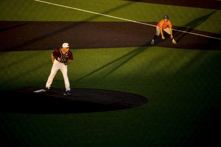 Ridgefield's Eli Shubert pitches against the Port Angeles Lefties at the Ridgefield Outdoor Recreation Complex on Friday night, June 14, 2019.