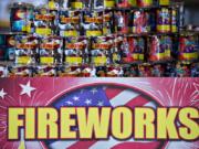 A display of fireworks waits for customers at TNT Fireworks Warehouse in Salmon Creek.