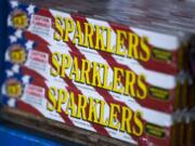 An assortment of sparklers are seen on display at TNT Fireworks Warehouse in Salmon Creek.