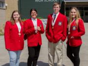 Woodland: Woodland High School SkillsUSA medal winners, from left, Katelyn Paulson, Camila Avelar, Caleb Mouat and Brooke Schimmel.