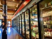 An endless row of mead, beer, cider, wine and sake at Ben’s Bottle Shop.