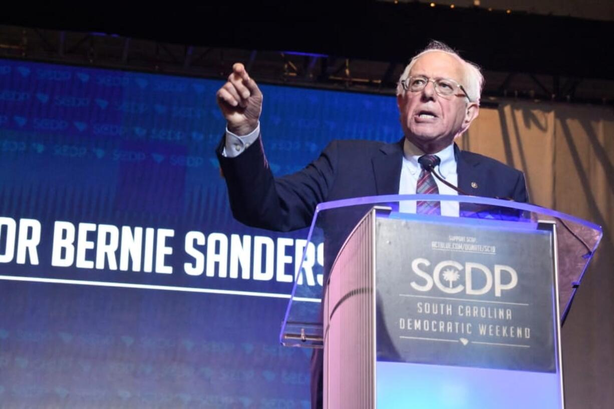 Vermont Sen. Bernie Sanders addresses the crowd during the South Carolina Democratic Convention on Saturday, June 22, 2019, in , S.C.