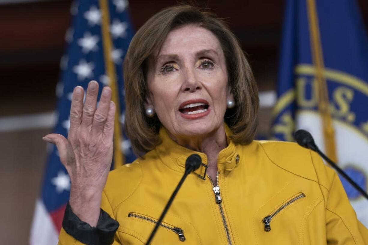 In this June 13, 2019 file photo, Speaker of the House Nancy Pelosi, D-Calif., speaks during a news conference on Capitol Hill in Washington. While Speaker Pelosi says Congress shouldn’t impeach for political reasons or not impeach for political reasons, political considerations overhang the decision making. (AP Photo/J.