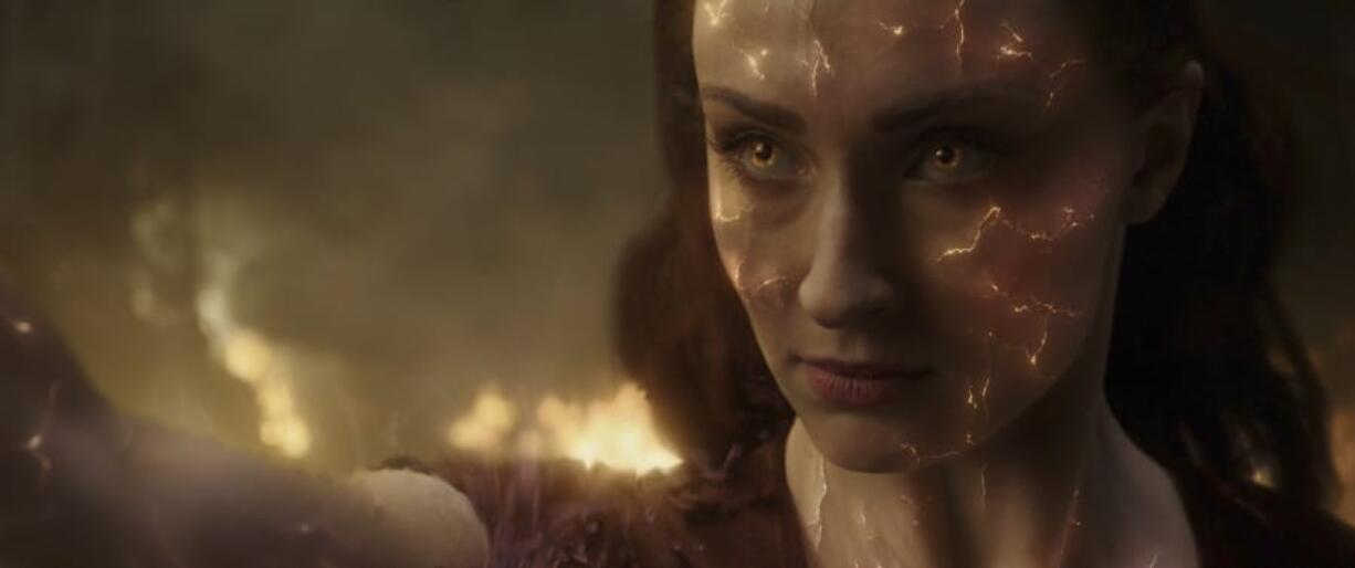 This image released by Twentieth Century Fox shows Sophie Turner in a scene from “Dark Phoenix.” (Twentieth Century Fox via AP)