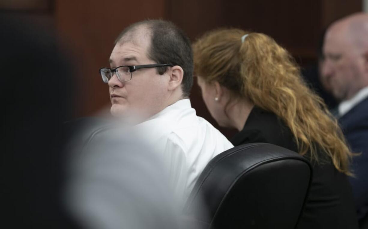 Timothy Jones Jr. looks around the courtroom during closing arguments Thursday at his trial in Lexington, S.C.