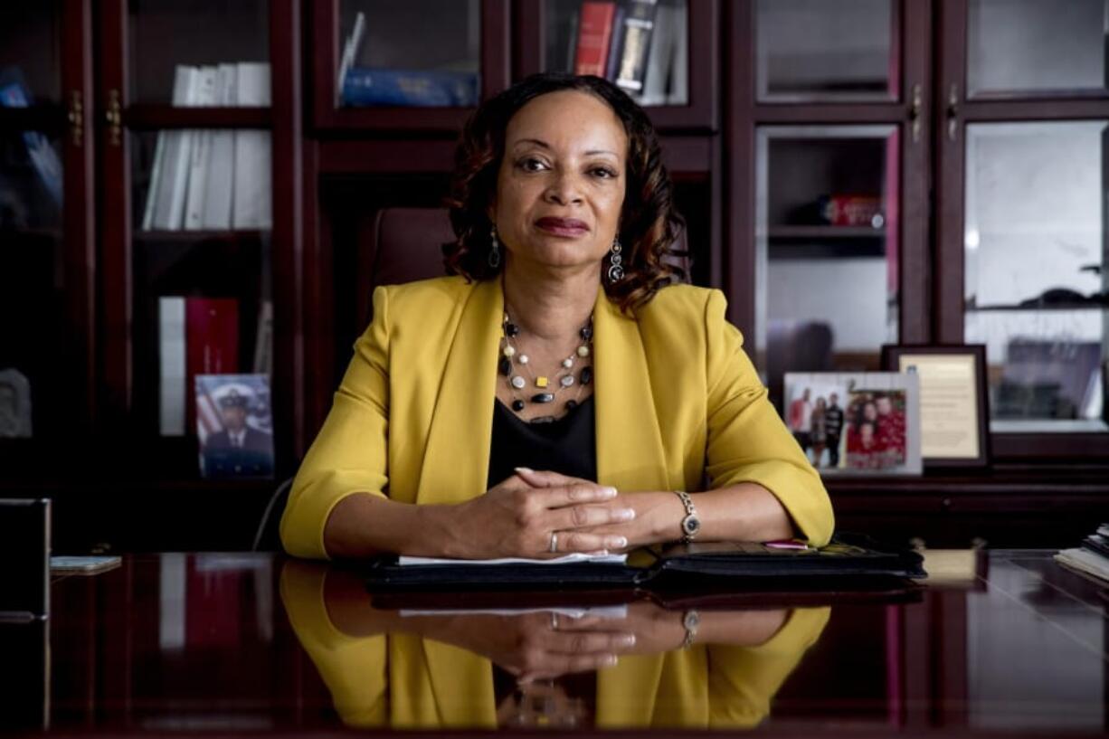 Health and Human Services Office of Inspector General Deputy Inspector General for Audit Services Gloria Jarmon poses for a photograph in her office in Washington, Monday, June 10, 2019. Nursing facilities have failed to report thousands of serious cases of potential neglect and abuse of Medicare beneficiaries even though the federal government requires it, says a watchdog report due out Wednesday, June 12, that calls for a new focus on protecting frail patients.