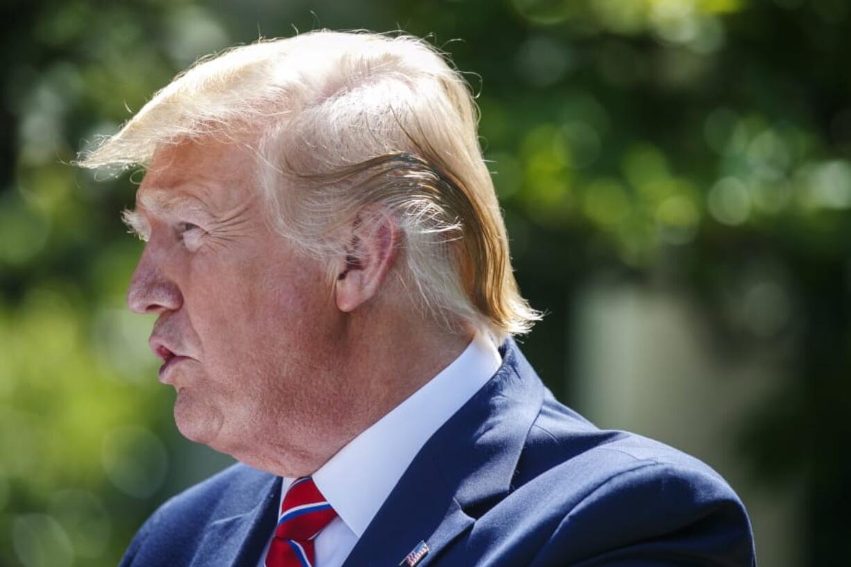 President Donald Trump speaks during a news conference with Polish President Andrzej Duda in the Rose Garden of the White House, Wednesday June 12, 2019, in Washington.