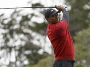 Tiger Woods watches his tee shot on the second hole during the final round of the U.S. Open Championship golf tournament, Sunday, June 16, 2019, in Pebble Beach, Calif.