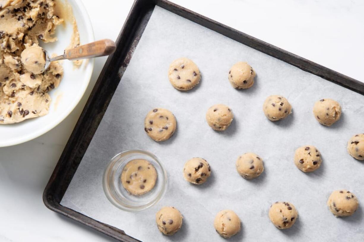 Erin McKenna’s Chocolate Chip Cookies in process, cooked and styled by Genevieve Ko, prop styled by Joni Noe, on Thursday, June 6, 2019.