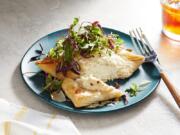 Baked Halibut on Phyllo With Parm Topping.