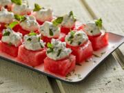 Watermelon With Herbed Goat Cheese Whip.