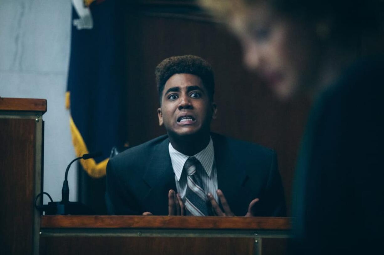 Jharrel Jerome and Vera Farmiga in a scene from “When They See Us.” Atsushi Nishijima/Netflix