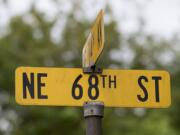 Street signs are seen on Northeast 68th Street in 2017.