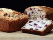 Summer quick breads are seen in the Tribune studio on Wednesday, July 3, 2019. Left, with bacon and cheese, and, right, with cherries and almonds.