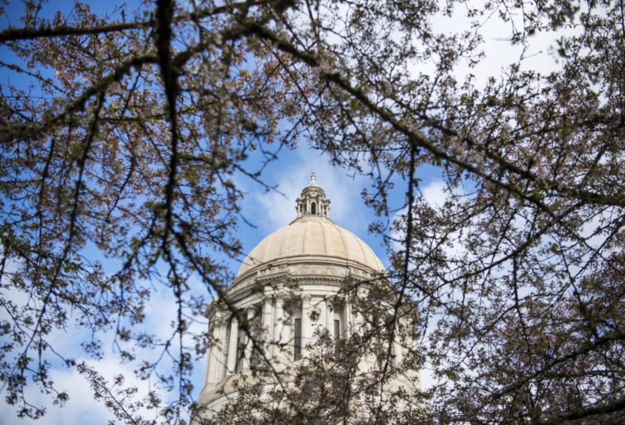 The Washington State Capitol, also known as the Legislative Building, is pictured April 9 in Olympia.