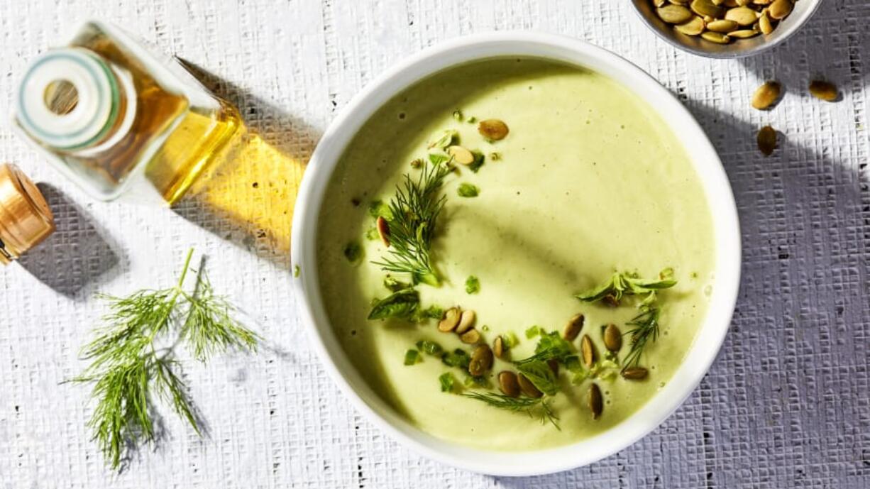 Avocado, Cucumber and Fennel Soup.